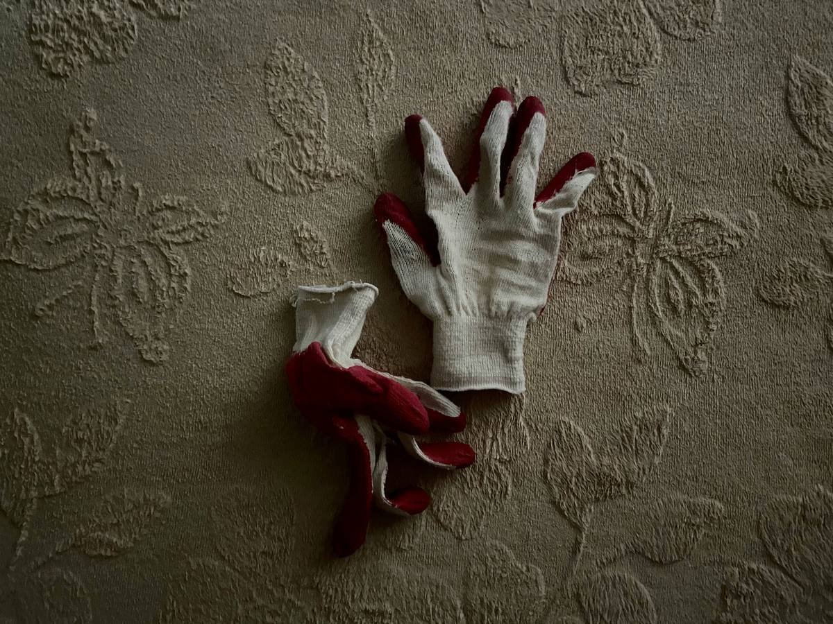 Close-up of textured climbing glove improving hand grip